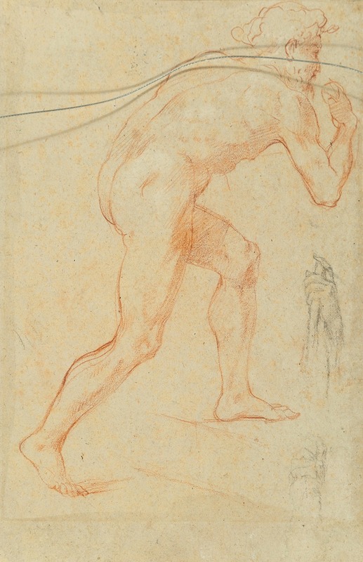 Baldassarre Franceschini - A male nude in profile climbing a staircase