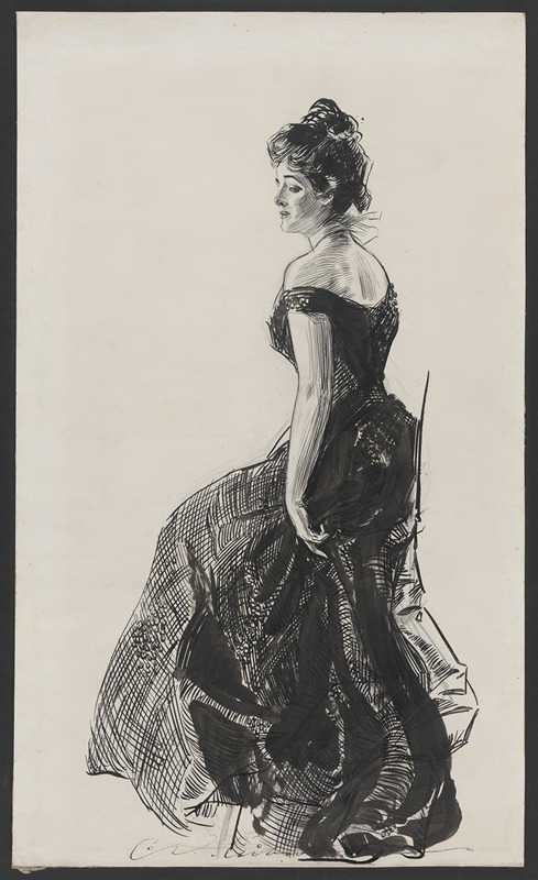 Charles Dana Gibson - Woman in black evening dress