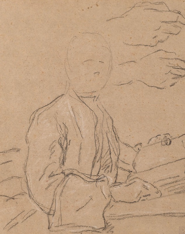 François-Louis-Joseph Watteau - Esquisse d’homme en buste lisant et étude de mains