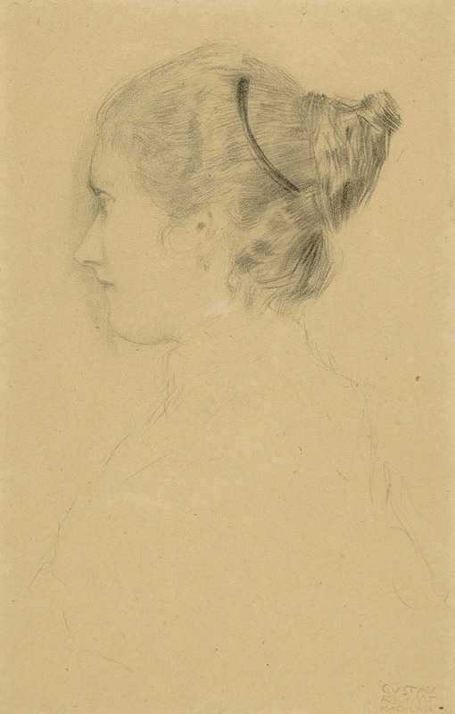 Gustav Klimt - Brustbild eines Mädchens im Profil nach links