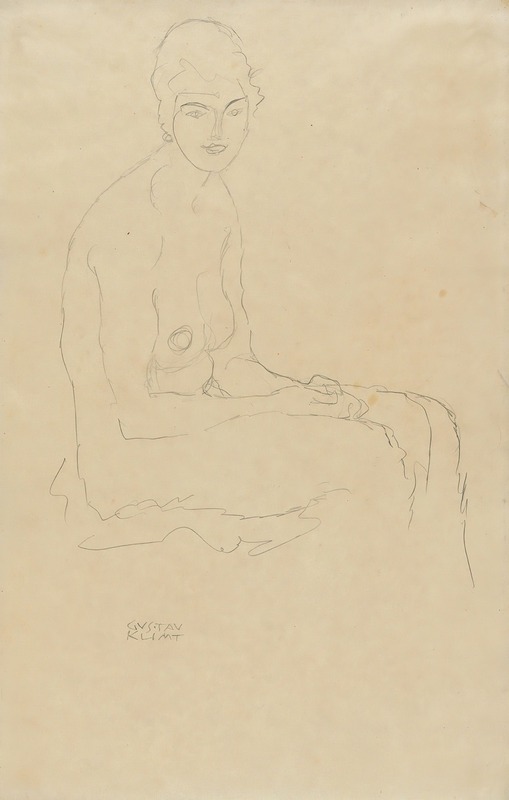 Gustav Klimt - Sitzender Akt nach rechts