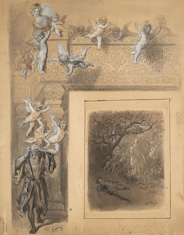 Gustave Doré - Étude pour Médor et Angélique du Roland Furieux de l’Arioste