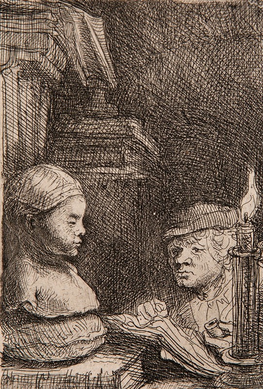 Rembrandt van Rijn - Man drawing from a cast