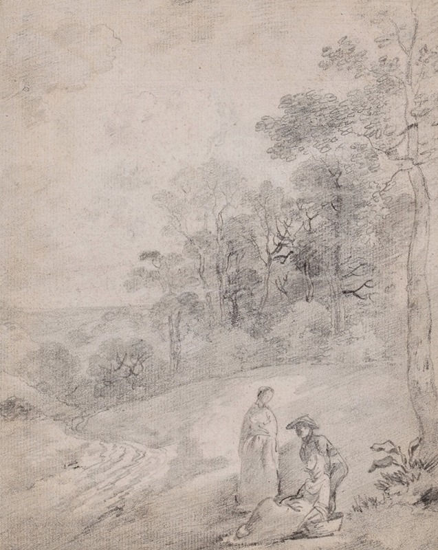 Thomas Gainsborough - Figures By a Track Through a Wooded Landscape