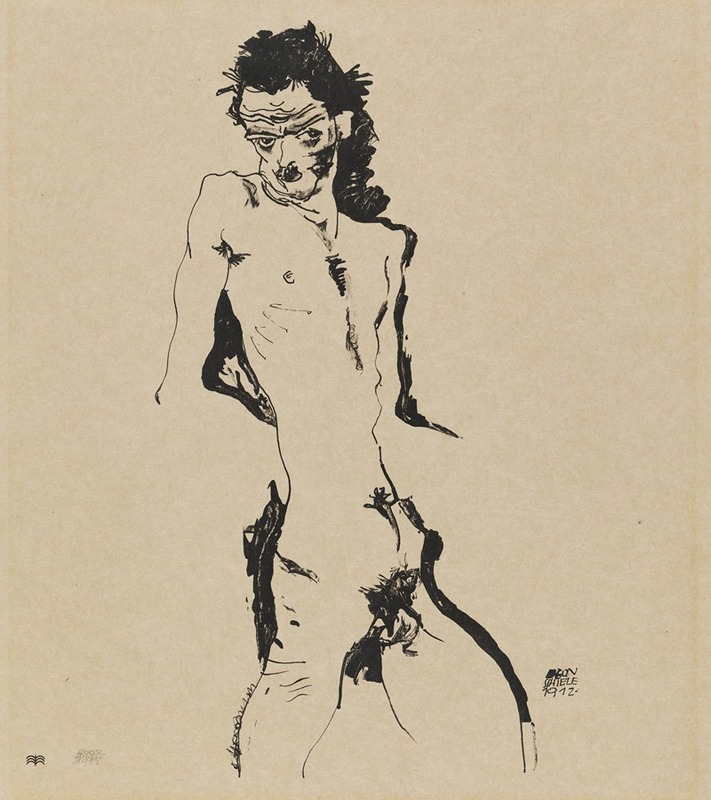 Egon Schiele - Male nude (Self-portrait)