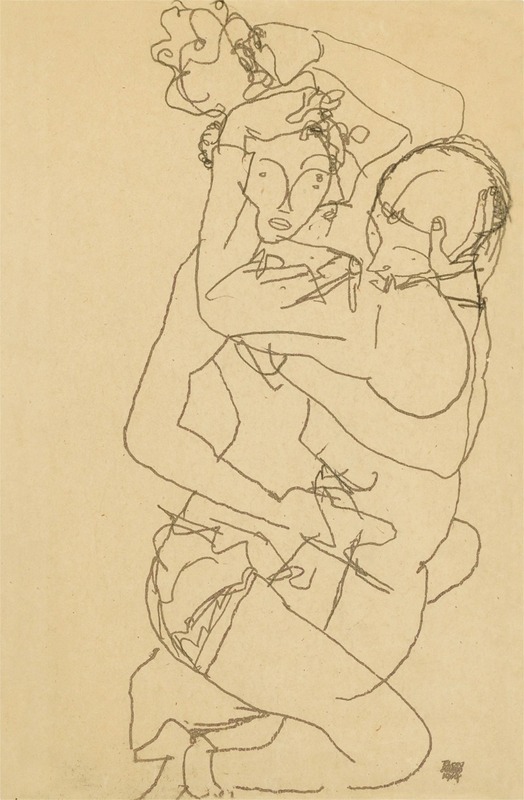 Egon Schiele - Paar Im Umarmung (Couple embracing)