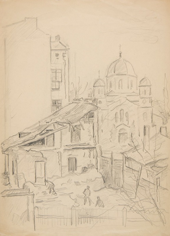 Ivan Ivanec - Pejzaż miejski z kościołem