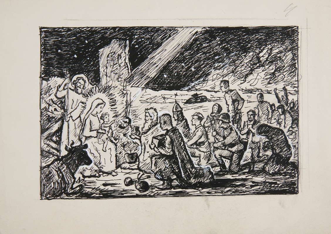 Ivan Ivanec - Projekt ilustracji ze Sceną Pokłonu Trzech Króli