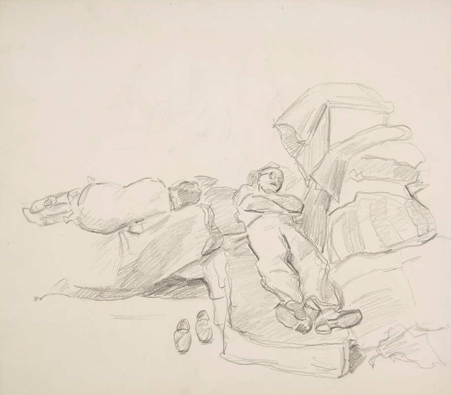Ivan Ivanec - Śpiący mężczyźni – szkic