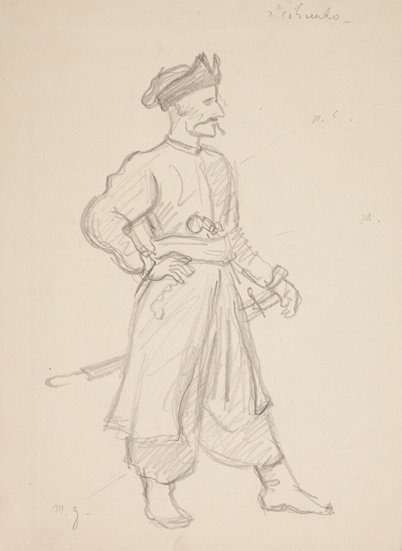 Ivan Ivanec - Szlachcic z karabelą – aktor w kostiumie scenicznym (szkic)