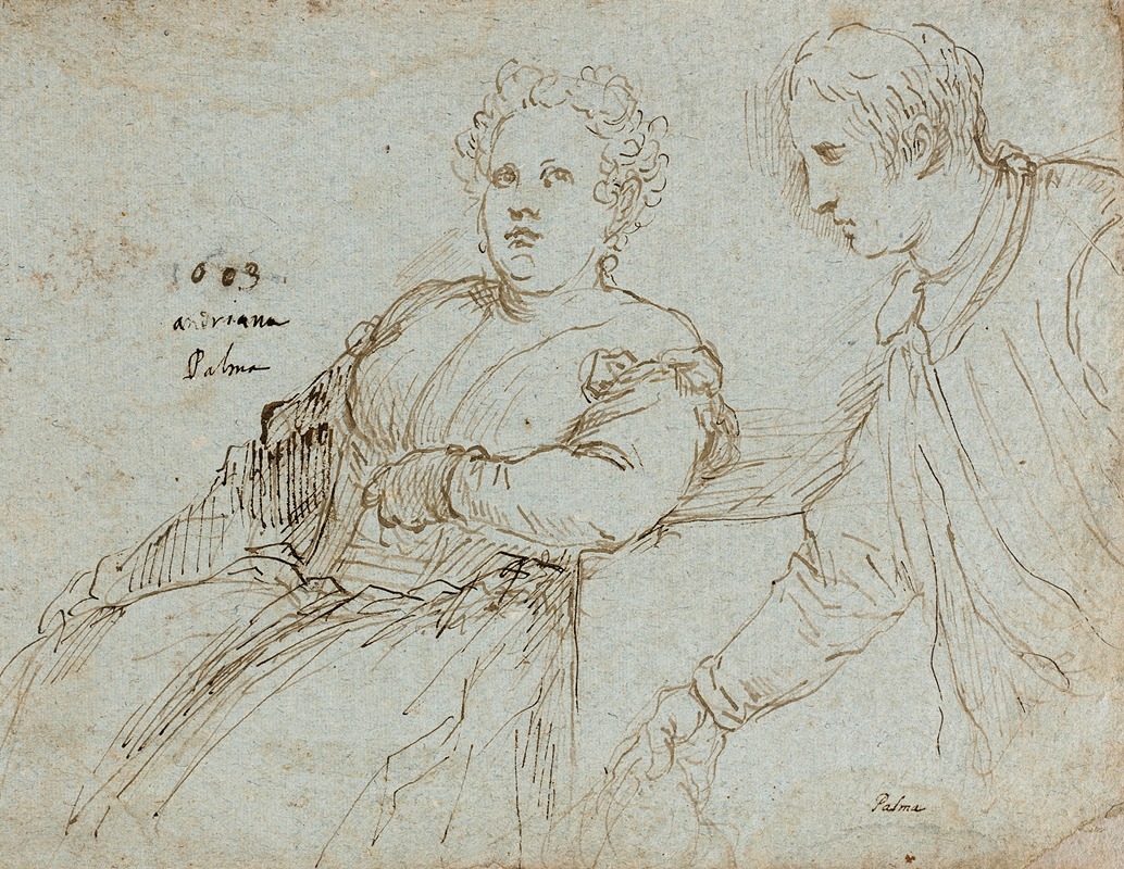 Jacopo Palma Il Vecchio - Seated Woman with a Man in Profile (Andriana Palma)