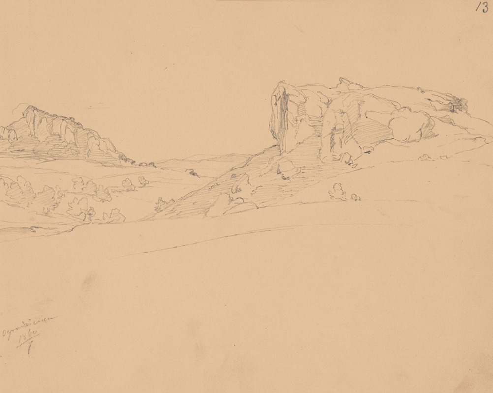 Józef Simmler - Landscape sketch from the Ogrodzieniec area