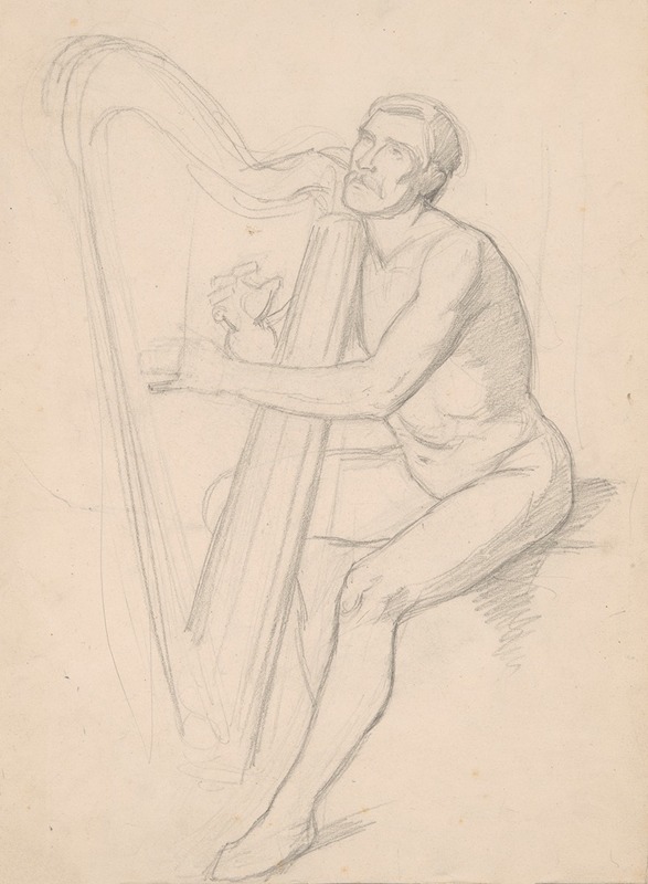 Józef Simmler - Nude male study to the painting ‘King David playing the harp’