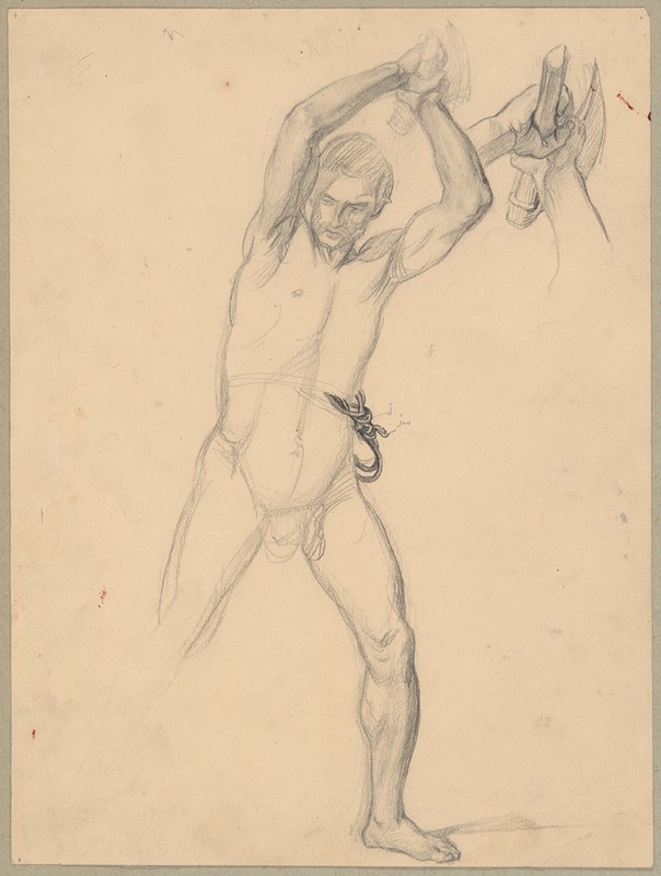 Józef Simmler - Nude sketch to the executioner with an axe (recto) and a stone (verso) to the painting ‘Martyrdom of St. Matthias’