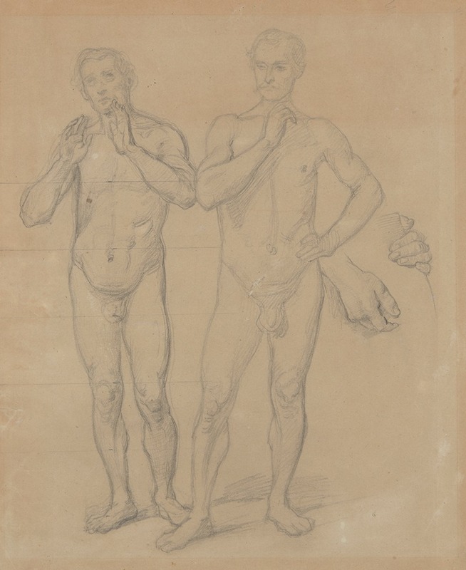 Józef Simmler - Nude studies of the Canon of Cracow, Piotr Wysz, and Jagiełło, and studies of hands of Jaśko of Tęczyn for the painting ‘Queen Jadwiga’s Oath’