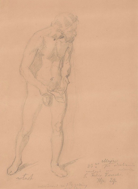 Józef Simmler - Nude Study for a Figure of an Italian in the Painting ‘The Upbringing of Sigismund Augustus’