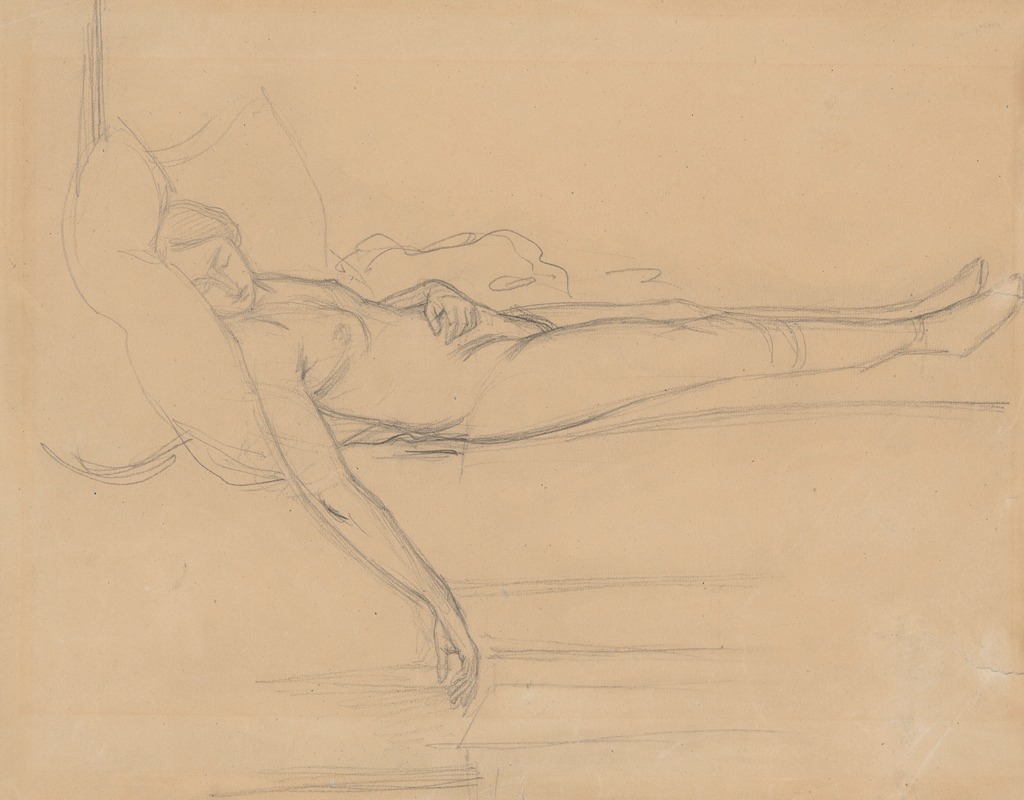 Józef Simmler - Nude study for the figure of Barbara in the painting ‘Death of Barbara Radziwiłł’