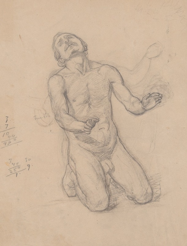 Józef Simmler - Nude study to the figure of St. Matthias to the painting ‘Martyrdom of St. Matthias’