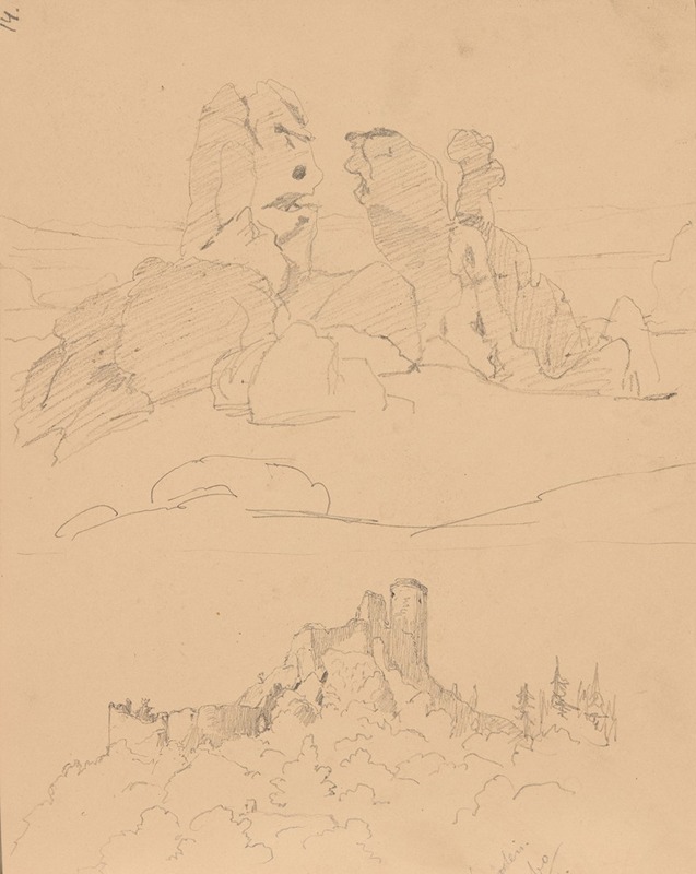 Józef Simmler - Sketch of limestone outliers (near the Ogrodzieniec Castle)
