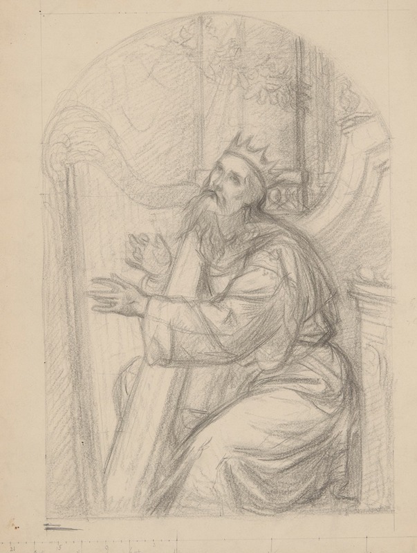 Józef Simmler - Sketch to the painting ‘King David playing the harp’