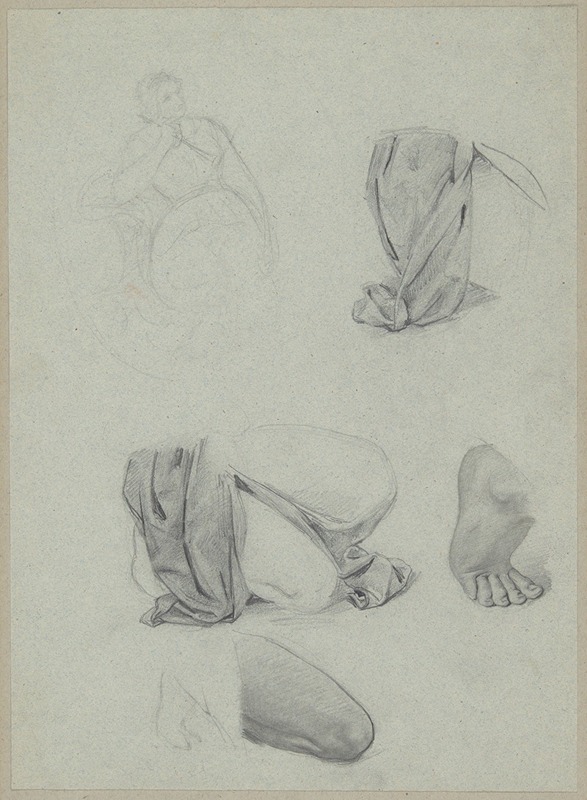 Józef Simmler - Sketch to the Portrait of Jadwiga Łuszczewska – Deotyma and Studies of Fragments of a Kneeling Figure