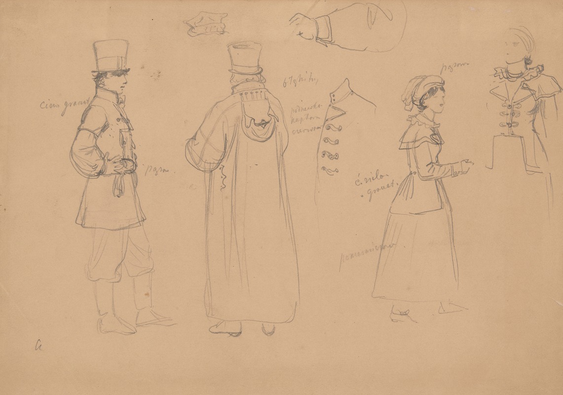 Józef Simmler - Sketches of figures in folk costumes of Kuyavia