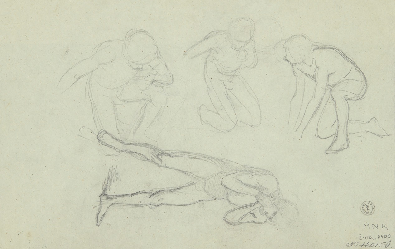 Józef Simmler - Sketches of nude males in various poses
