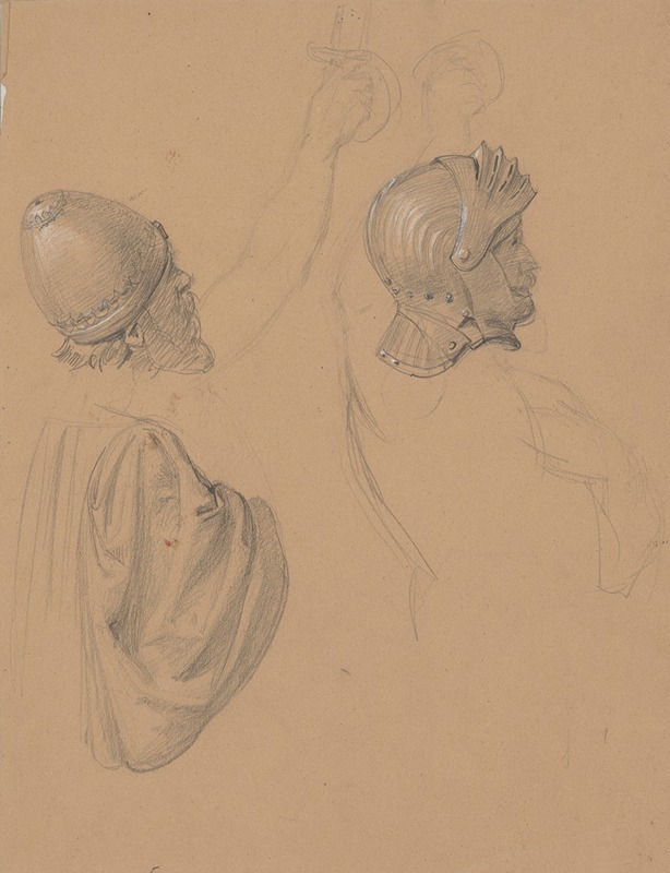 Józef Simmler - Studies of heads in helmets ‘Queen Jadwiga’s Oath’