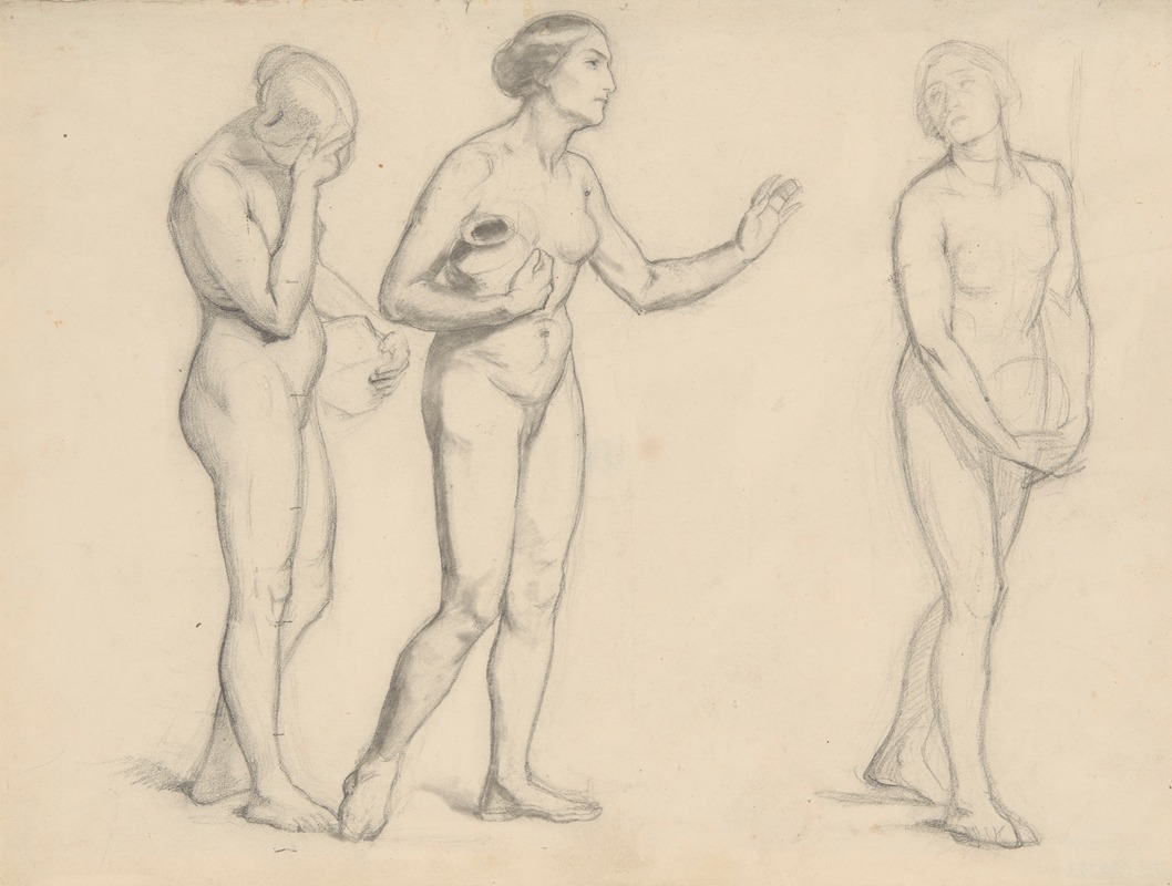 Józef Simmler - Study of female nudes to figures of three Marys for the painting ‘Three Marys’