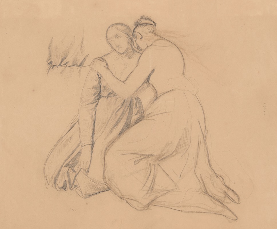 Józef Simmler - Study of the figure to the group of the Virgin Mary and Mary Magdalene to the painting ‘Entombment’