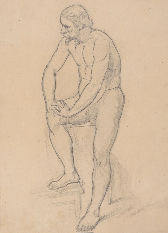 Józef Simmler - Study of the king figure for the painting ‘Death of Barbara Radziwiłł’ (nude, variant)