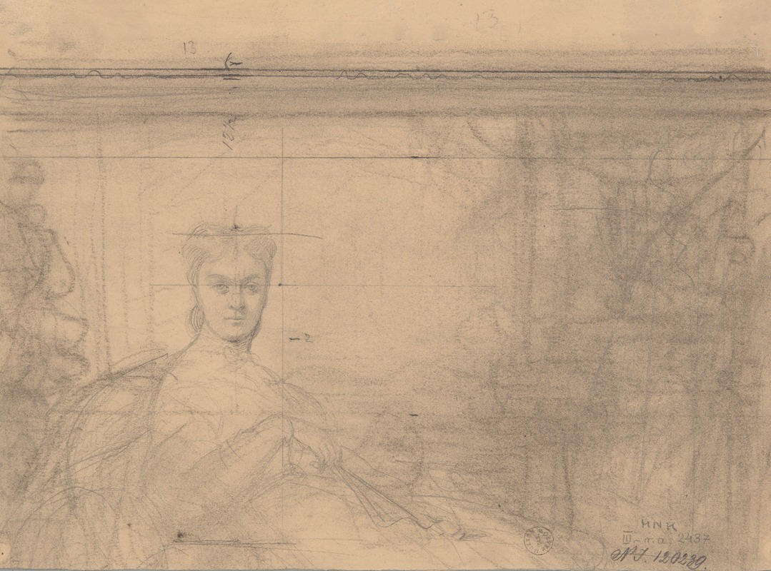Józef Simmler - The Upper Part of the Sketch to the Portrait of Emilia Włodkowska