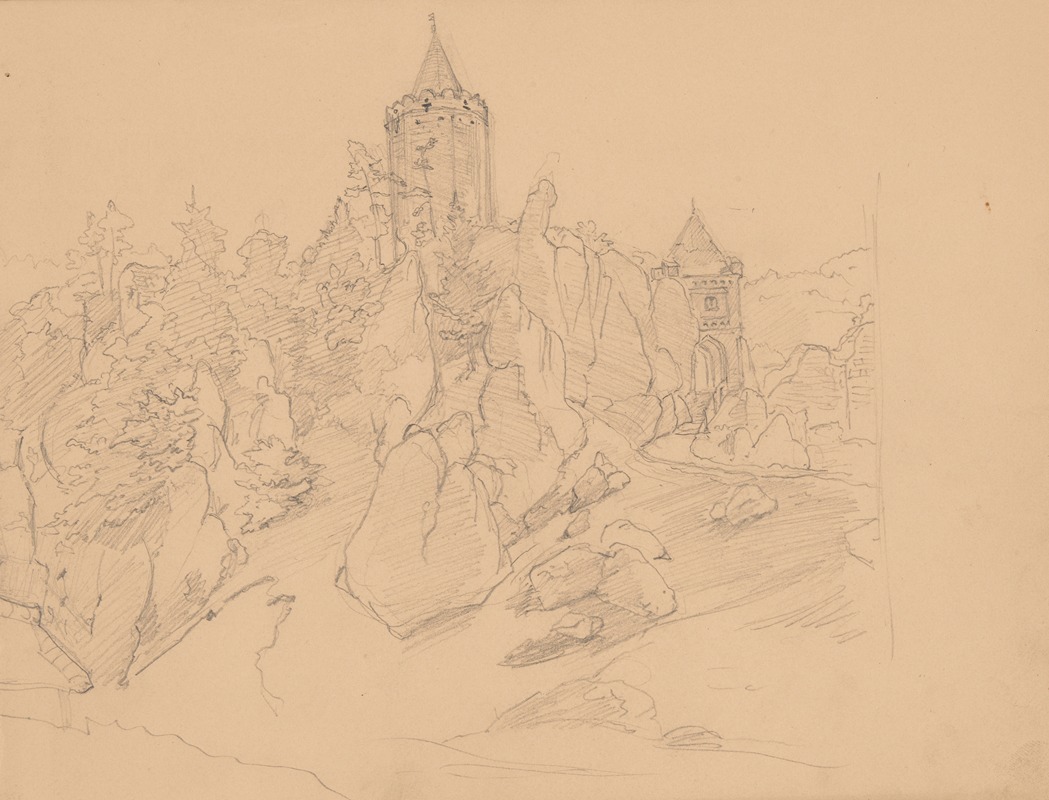 Józef Simmler - View of the ruins of the castle in Ojców