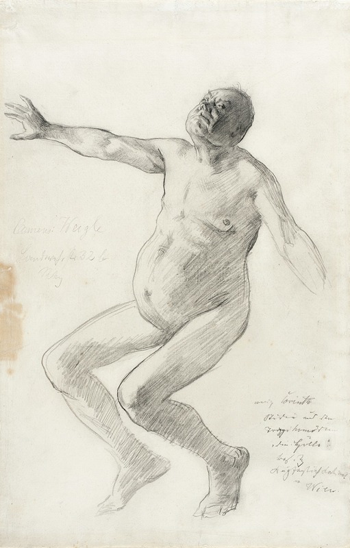 Lovis Corinth - Study of a Nude Man Falling Backwards