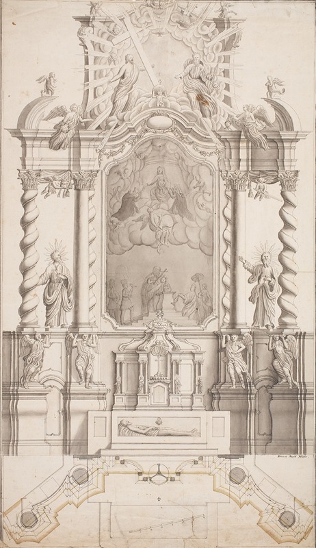 Simon Hueter - Entwurf für einen barocken Hochaltar