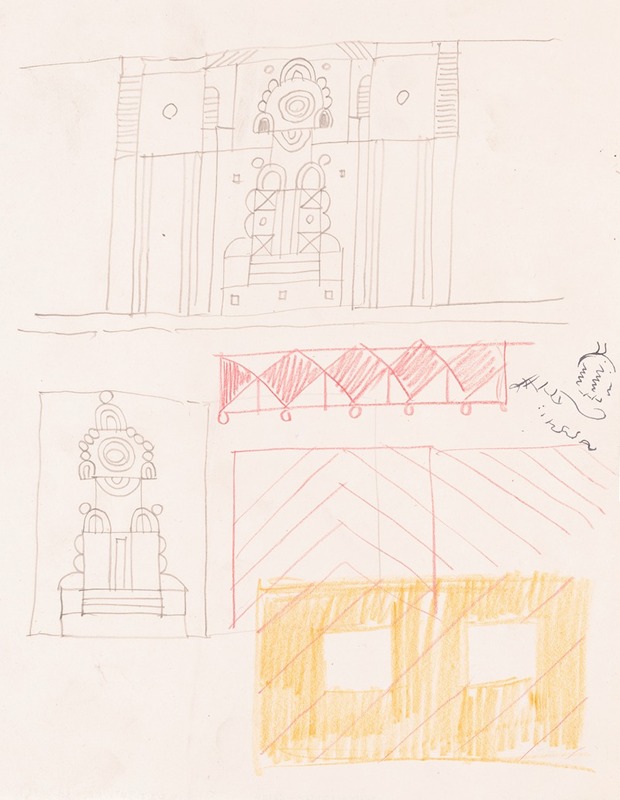 Winold Reiss - Design drawings for miscellaneous interiors, some possibly related to the Hotel St. George, New York, NY Sketch for miscellaneous interior