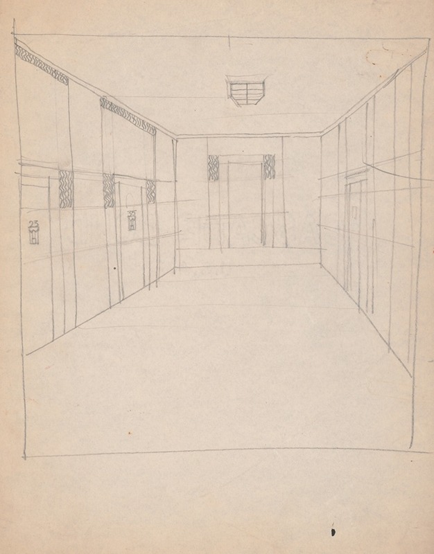 Winold Reiss - Design sketches for Hotel Alamac, 71st and Broadway, New York, NY. Plan of hallway