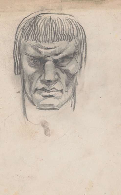 Winold Reiss - Sketches and drawings related to ‘Der Soldat in der deutschen Vergangenheit’, by George Liebe. Study of head of knight, full face