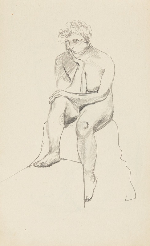 Adolf Sternschuss - akt siedzącej kobiety podpierającej dłonią twarz