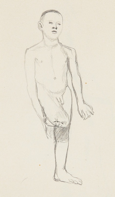 Adolf Sternschuss - akt chłopca stojącego na jednej nodze