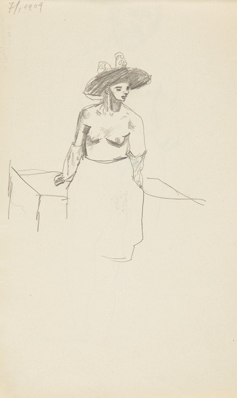 Adolf Sternschuss - półakt siedzącej kobiety w kapeluszu