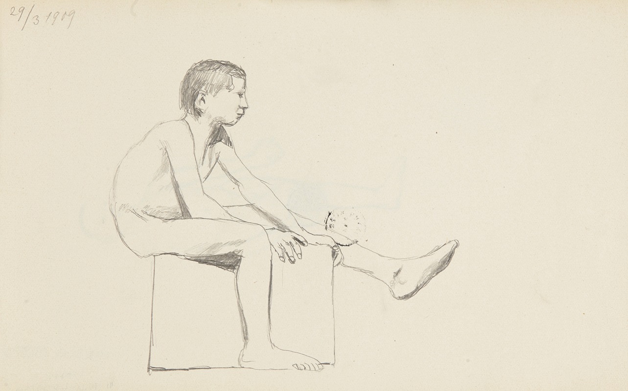 Adolf Sternschuss - akt siedzącego chłopca