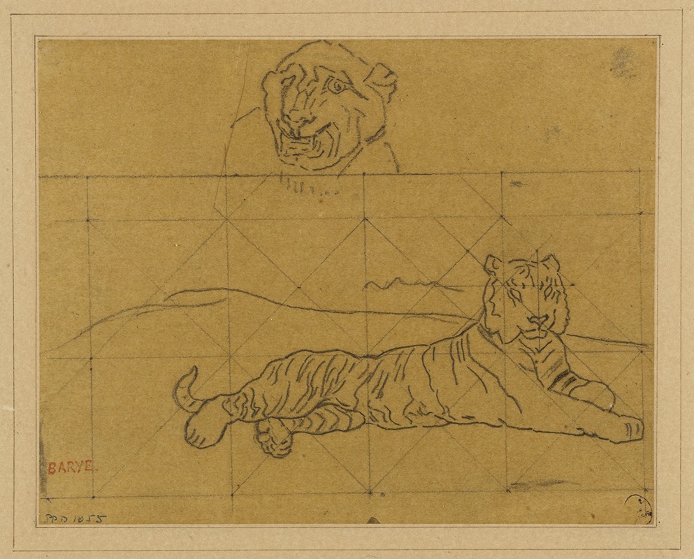 Antoine-Louis Barye - Deux études de tigres