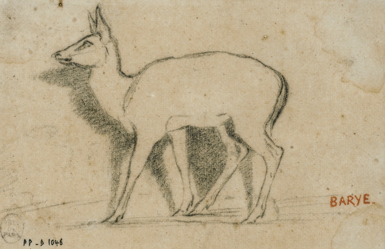 Antoine-Louis Barye - Etude de gazelle debout à gauche