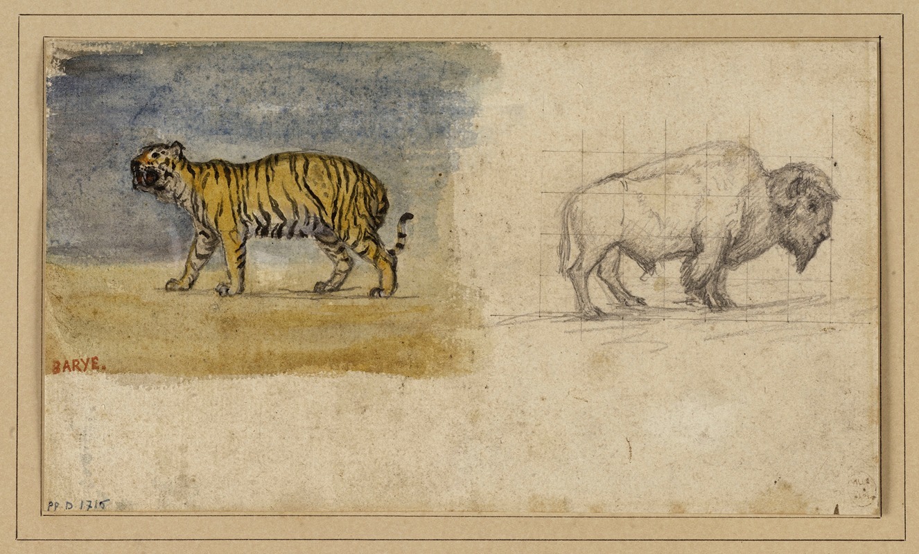 Antoine-Louis Barye - Etude d’un tigre et d’un bison