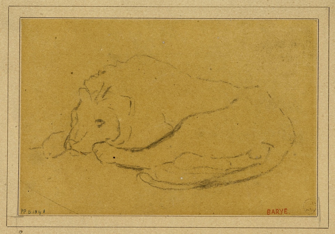 Antoine-Louis Barye - Lion couché la tête entre ses pattes