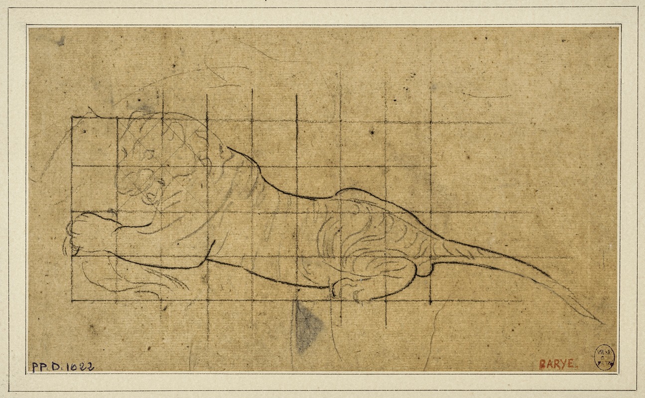 Antoine-Louis Barye - Tigre couché à gauche