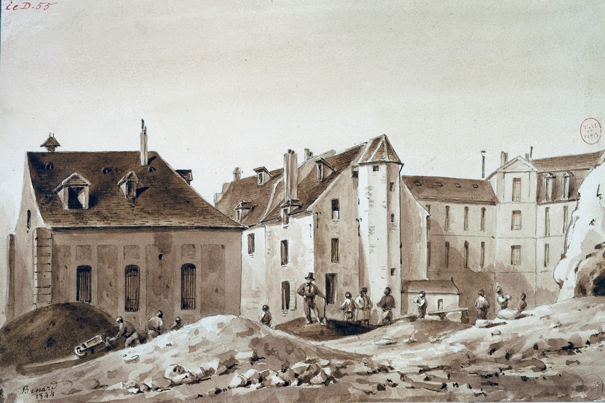 Auguste-Sébastien Bénard - Construction de la bibliothèque Sainte-Geneviève, sur une partie des terrains occupés par le collège Sainte-Barbe.