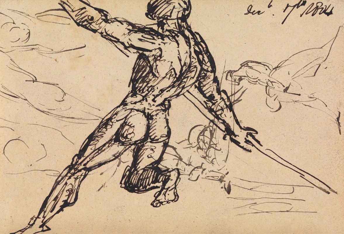 Benjamin Robert Haydon - Figure Studies of a Nude Male with Spear