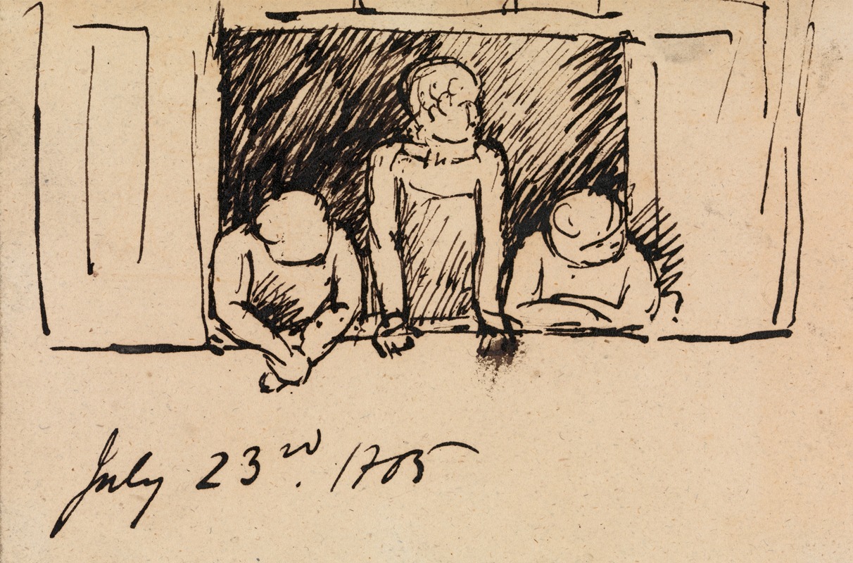 Benjamin Robert Haydon - Study of Three Figures, Leaning on a Windowsill